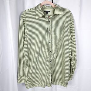 VTG Banana Republic Mens Large Green Striped Long Sleeve Button Down Shirt